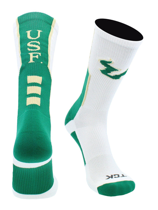 TCK socks White/Green/Gold / Large University of South Florida Bulls Socks Perimeter Crew