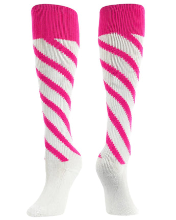 TCK socks White/Hot Pink/Hot Pink / Small Candy Stripe Knee High Softball Socks