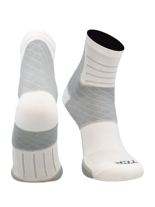 TCK socks White / Large Achilles Tendonitis Compression Socks For Women and Men, Low Crew 20-30mmHg Compression