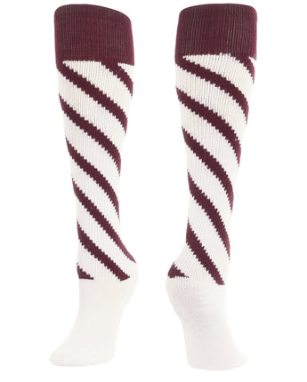 TCK socks White/Maroon/Maroon / Small Candy Stripe Knee High Softball Socks