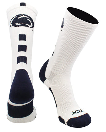 TCK socks White/Navy Blue / Large Penn State Nittany Lions Baseline Crew USA Made