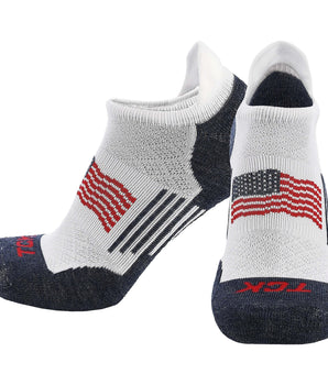 TCK socks White/Navy/Scarlet/Flag / Large TCK Tour USA Golf Socks Men's and Women's No Show Tab