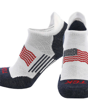 TCK socks White/Navy/Scarlet/Flag / Large TCK Tour USA Golf Socks Men's and Women's No Show Tab