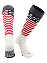 TCK socks White/Navy/Scarlet / Large Stars and Stripes USA Baseball Socks