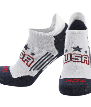 TCK socks White/Navy/Scarlet/USA / Large TCK Tour USA Golf Socks Men's and Women's No Show Tab
