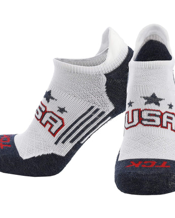 TCK socks White/Navy/Scarlet/USA / Large TCK Tour USA Golf Socks Men's and Women's No Show Tab