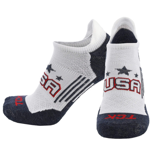 TCK socks White/Navy/Scarlet/USA / Large USA Golf Socks Men's and Women's No Show Tab