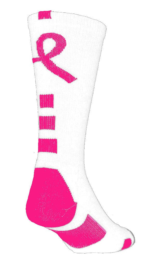 TCK socks White/Neon Pink / Large Baseline Breast Cancer Awareness Crew Socks