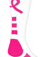TCK socks White/Neon Pink / Large Baseline Breast Cancer Awareness Crew Socks