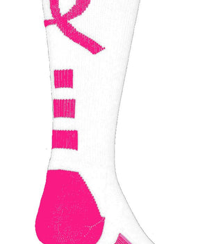 TCK socks White/Neon Pink / Large Baseline Breast Cancer Awareness Crew Socks