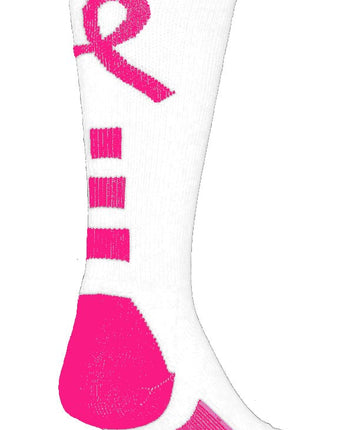 TCK socks White/Neon Pink / Large Baseline Breast Cancer Awareness Crew Socks