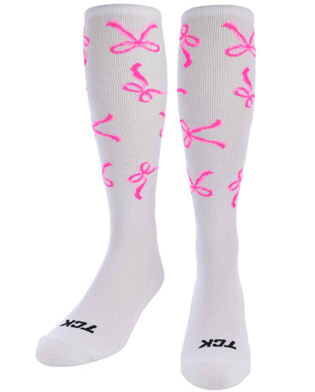 TCK socks White/Pink / Large Bows All-Over Tube Socks
