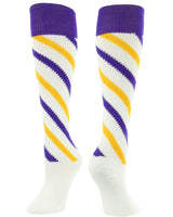 TCK socks White/Purple/Gold / Large Candy Stripe Knee High Softball Socks