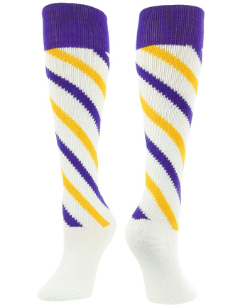 TCK socks White/Purple/Gold / Large Candy Stripe Knee High Softball Socks