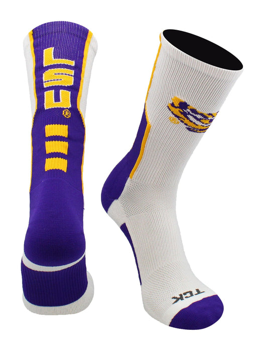 TCK socks White/Purple/Gold / Large LSU Tigers Perimeter Crew Socks