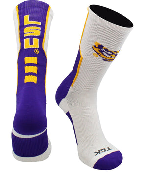 TCK socks White/Purple/Gold / Large LSU Tigers Perimeter Crew Socks