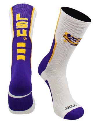 TCK socks White/Purple/Gold / Large LSU Tigers Perimeter Crew Socks