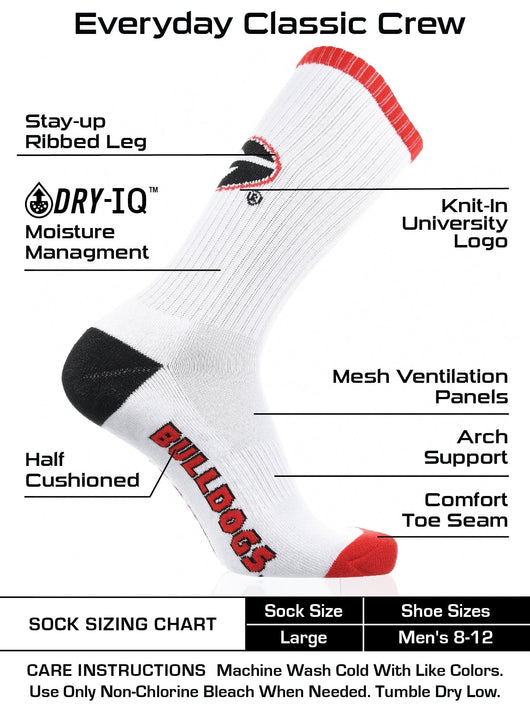 TCK socks White/Red/Black / Large Georgia Bulldogs Socks Basic Crew White Socks