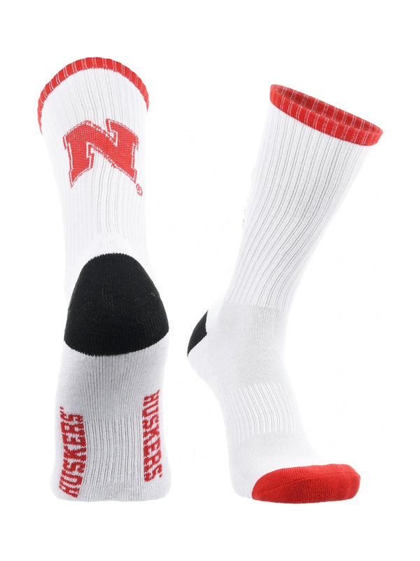 TCK socks White/Red/Black / Large Nebraska Cornhuskers Socks Basic Crew White Socks