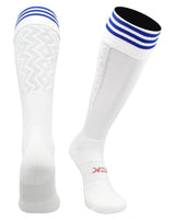 TCK socks White/Royal / Large Premier Soccer Sock with Fold Down Stripes