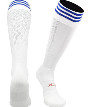 TCK socks White/Royal / Large Premier Soccer Sock with Fold Down Stripes