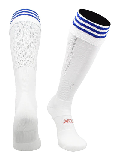 TCK socks White/Royal / Large Premier Soccer Sock with Fold Down Stripes