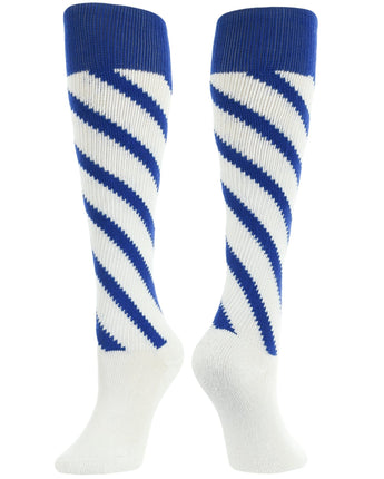 TCK socks White/Royal/Royal / Large Candy Stripe Knee High Softball Socks