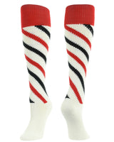 TCK socks White/Scarlet/Black / Large Candy Stripe Knee High Softball Socks