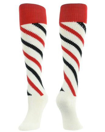 TCK socks White/Scarlet/Black / Large Candy Stripe Knee High Softball Socks