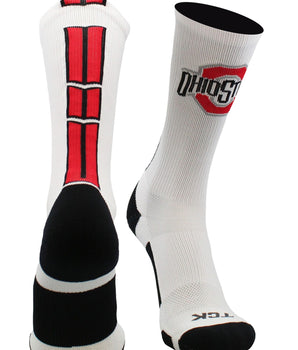 TCK socks White/Scarlet/Black / Large Ohio State Buckeyes Baseline Crew USA Made