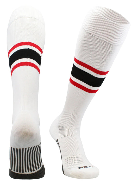 TCK socks White/Scarlet/Black / Large TCK Performance Baseball Socks Dugout Pattern E