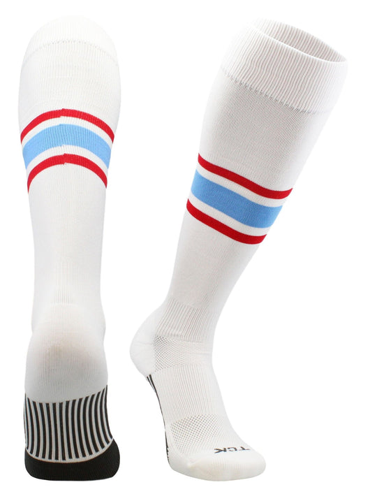 TCK socks White/Scarlet/Columbia Blue / X-Large TCK Performance Baseball Socks Dugout Pattern E