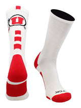 TCK socks White/Scarlet / Large Utah Utes Baseline Crew USA Made
