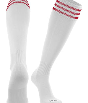 TCK socks White/Scarlet / Medium Finale 3-Stripe Soccer Socks