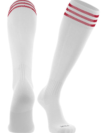 TCK socks White/Scarlet / Medium Finale 3-Stripe Soccer Socks