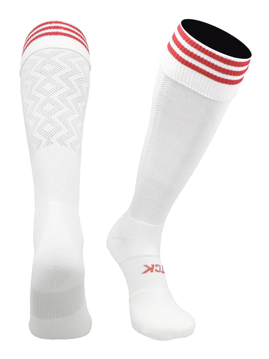 TCK socks White/Scarlet / Medium Premier Soccer Sock with Fold Down Stripes