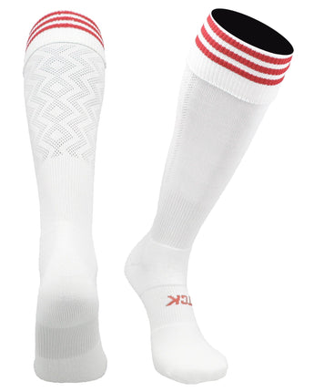 TCK socks White/Scarlet / Medium Premier Soccer Sock with Fold Down Stripes