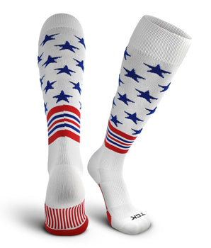 TCK socks White/Scarlet/Royal / Small TCK Freedom Dugout Stars and Stripes OTC Baseball & Softball Socks - USA Made