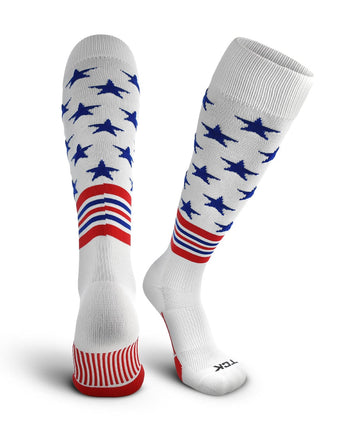 TCK socks White/Scarlet/Royal / Small TCK Freedom Dugout Stars and Stripes OTC Baseball & Softball Socks - USA Made