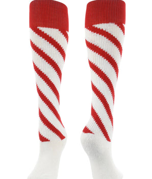 TCK socks White/Scarlet/Scarlet / Large Candy Stripe Knee High Softball Socks