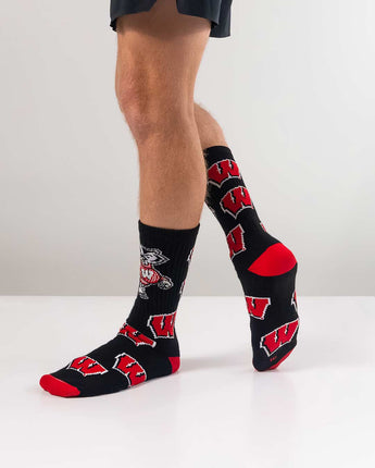TCK socks Wisconsin Badgers Mayhem Crew Socks (Made in USA)