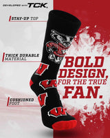 TCK socks Wisconsin Badgers Mayhem Crew Socks (Made in USA)