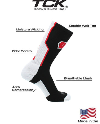 TCK socks Wisconsin Badgers Socks Perimeter Crew