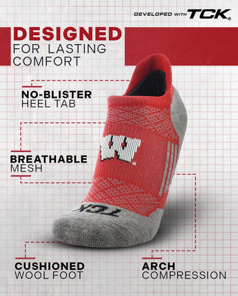 TCK socks Wisconsin Badgers Tour No Show Tab Socks - Made in USA