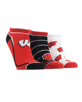 TCK socks Wisconsin Black/Red/White / Large Wisconsin Badgers No Show Socks Full Field 3 Pack