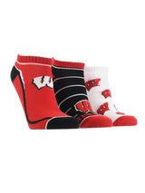 TCK socks Wisconsin Black/Red/White / Large Wisconsin Badgers No Show Socks Full Field 3 Pack