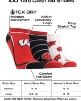 TCK socks Wisconsin Black/Red/White / Large Wisconsin Badgers No Show Socks Full Field 3 Pack