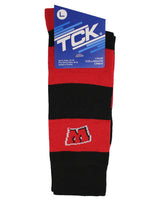 Wisconsin Badgers Red & Black Striped Crew Socks - NCAA Men's Dress & Casual Game Day Apparel - Soft Breathable Gear