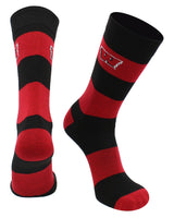 Wisconsin Badgers Red & Black Striped Crew Socks - NCAA Men's Dress & Casual Game Day Apparel - Soft Breathable Gear