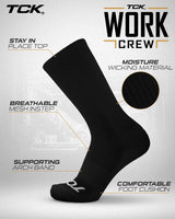 TCK socks Work & Athletic Crew Socks for Men & Women – Cushioned, Seamless Toe, Moisture Wicking Boot Sock, Supportive Arch